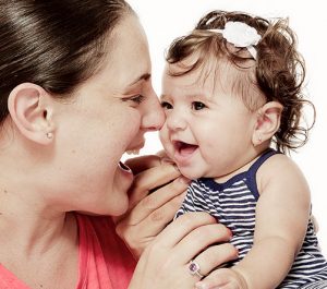 Mom holding baby